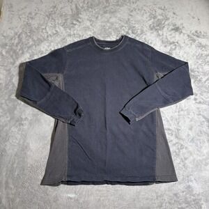 Kuhl Long Sleeve T-Shirt Men's Large Blue Heavyweight Vintage Cotton Crew Neck